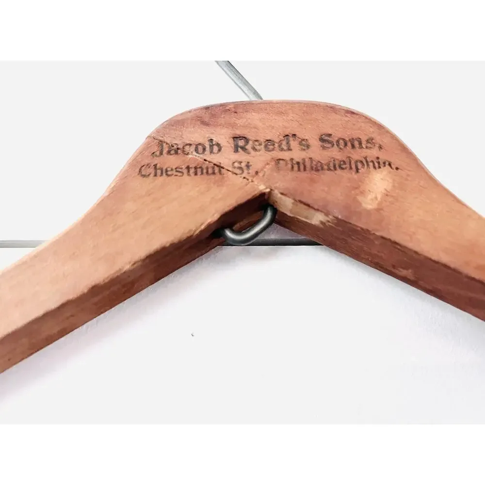 Vintage Jacob Reed's Sons Chestnut St. Philadelphia Wooden Clothes Hanger